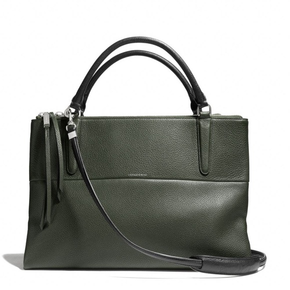 Coach Handbags - Coach Borough Pebble Leather Satchel in Green